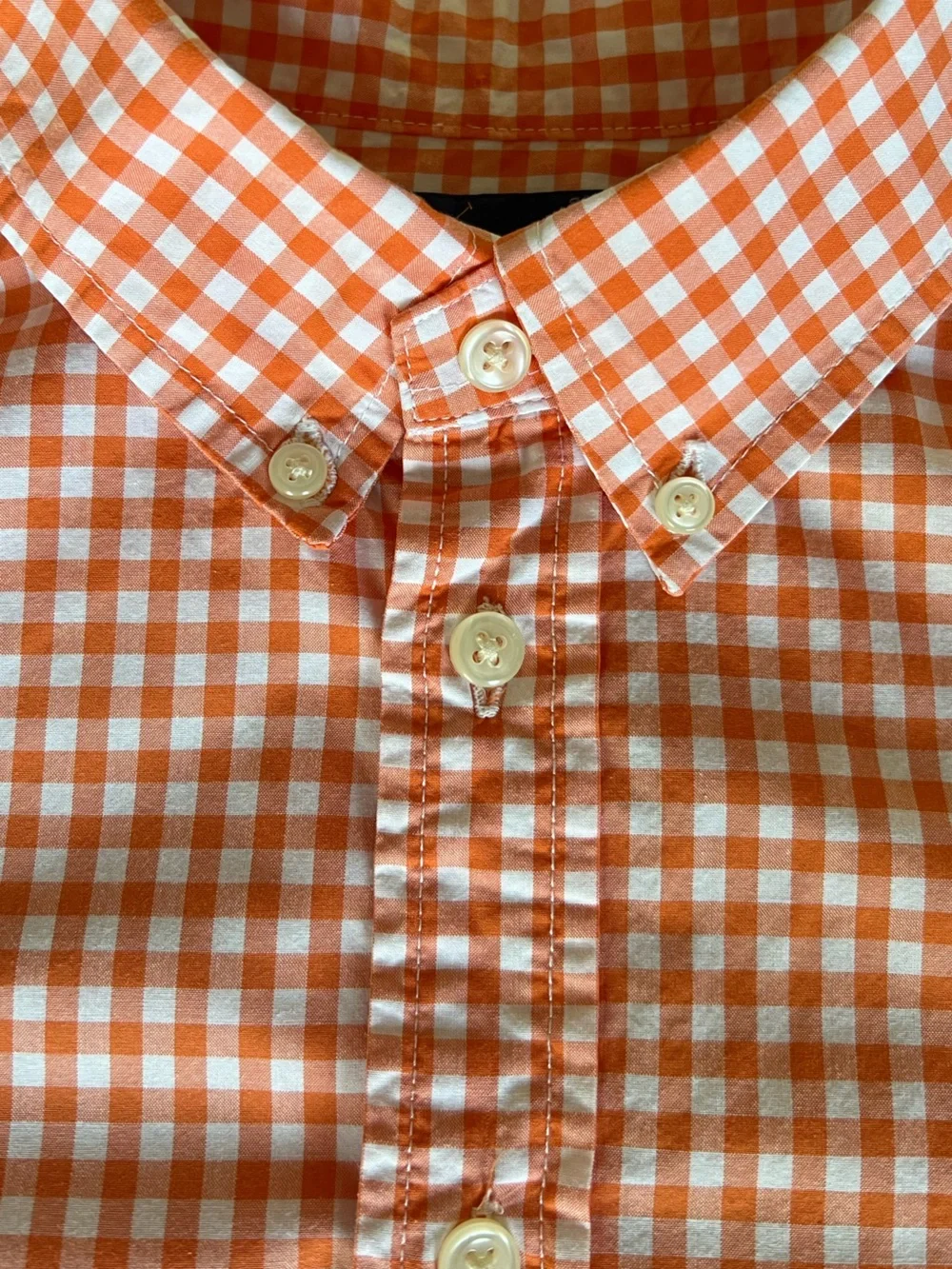Ralph Lauren Boys Orange White Check Button Down Shirt Blue Pony GUC